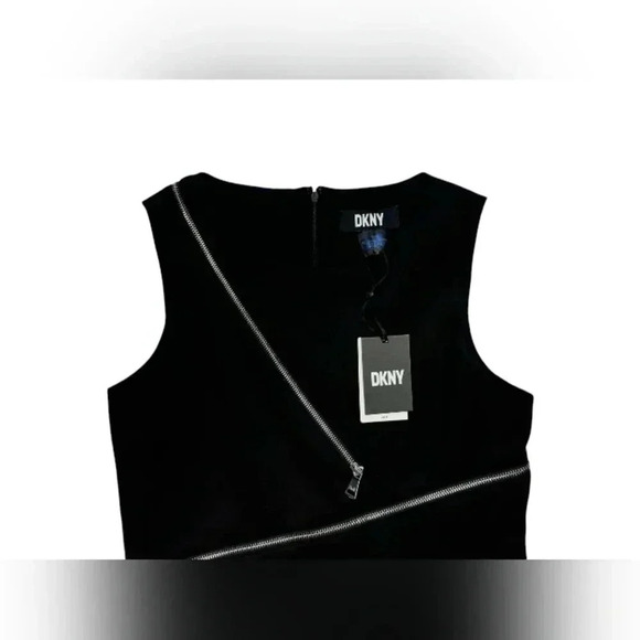 DKNY NWT Dress Fit & Flare Sleeveless Zipper Black Midi Size 8 - Picture 9 of 12